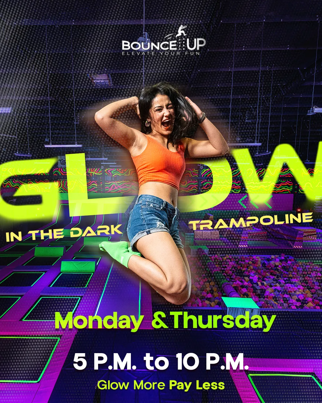 Glow in the Dark trampoline — Monday and Thursday, 5 to 10 PM